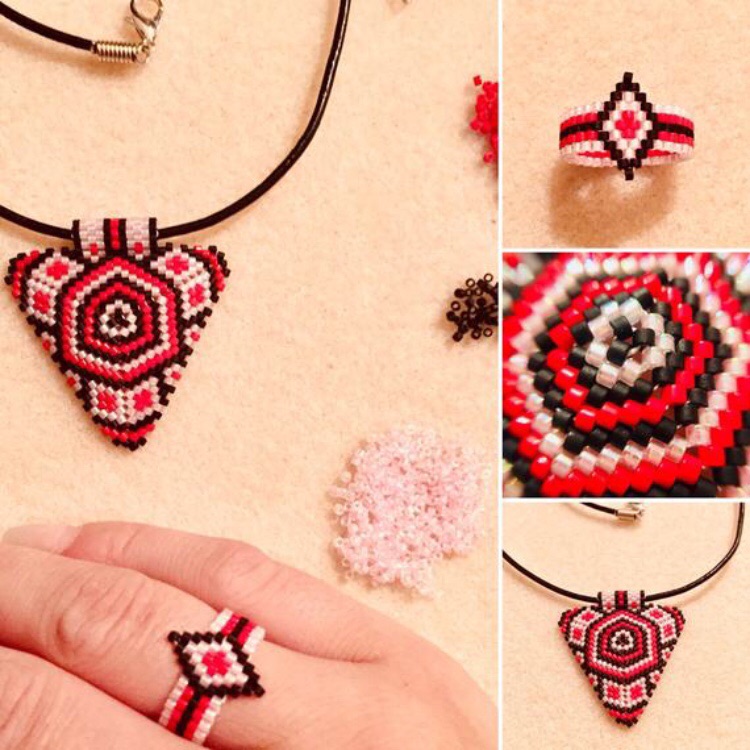 Handmade Beaded Necklace/Ring Set